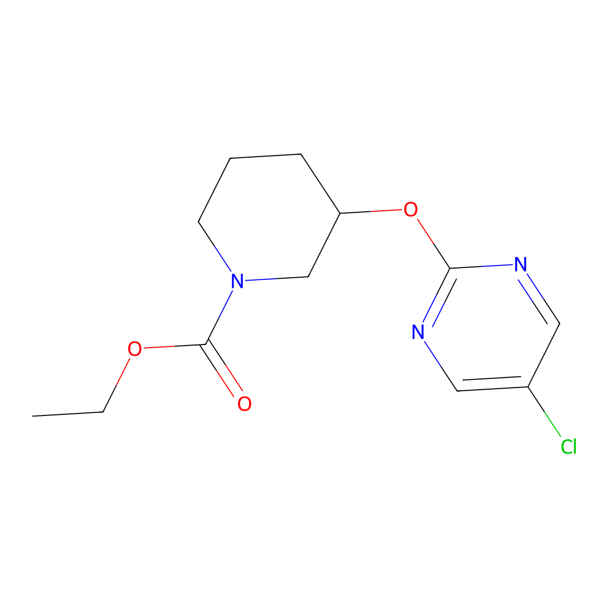Ethyl 3-((5-chloropyrimidin-2-yl)oxy)piperidine-1-carboxylate molecular structure, CAS 2034329-98-9
