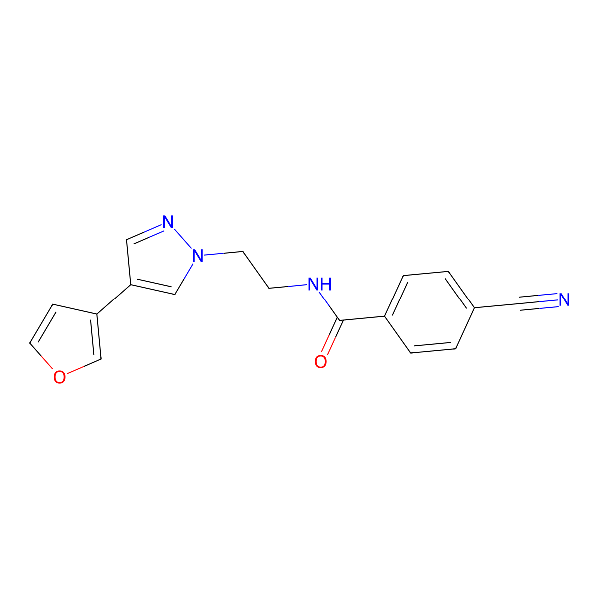 4-cyano-N-(2-(4-(furan-3-yl)-1H-pyrazol-1-yl)ethyl)benzamide molecular structure, CAS 2034330-08-8