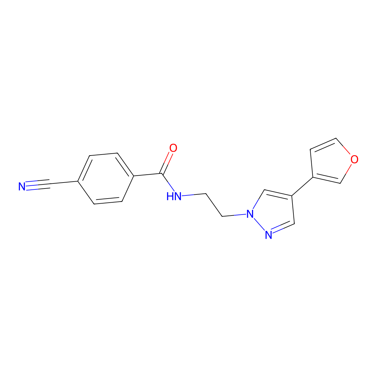 4-cyano-N-(2-(4-(furan-3-yl)-1H-pyrazol-1-yl)ethyl)benzamide molecular structure, CAS 2034330-08-8