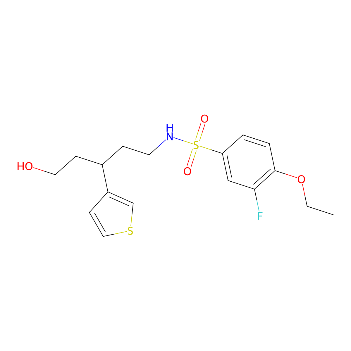 4-ethoxy-3-fluoro-N-(5-hydroxy-3-(thiophen-3-yl)pentyl)benzenesulfonamide molecular structure, CAS 2034330-16-8