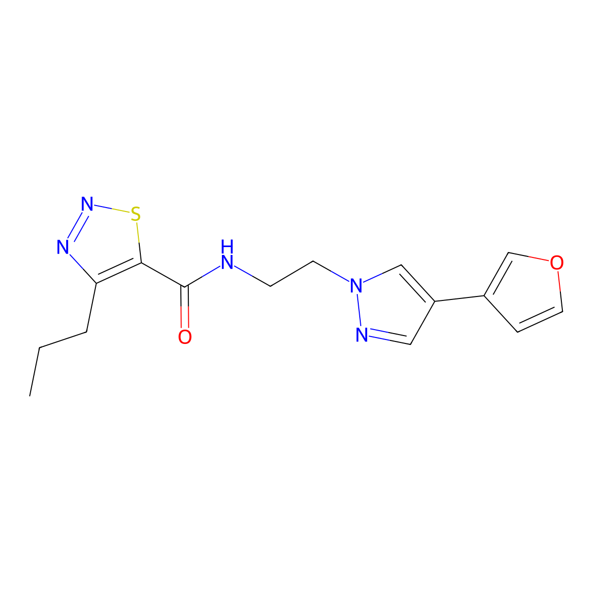 N-(2-(4-(furan-3-yl)-1H-pyrazol-1-yl)ethyl)-4-propyl-1,2,3-thiadiazole-5-carboxamide molecular structure, CAS 2034330-19-1