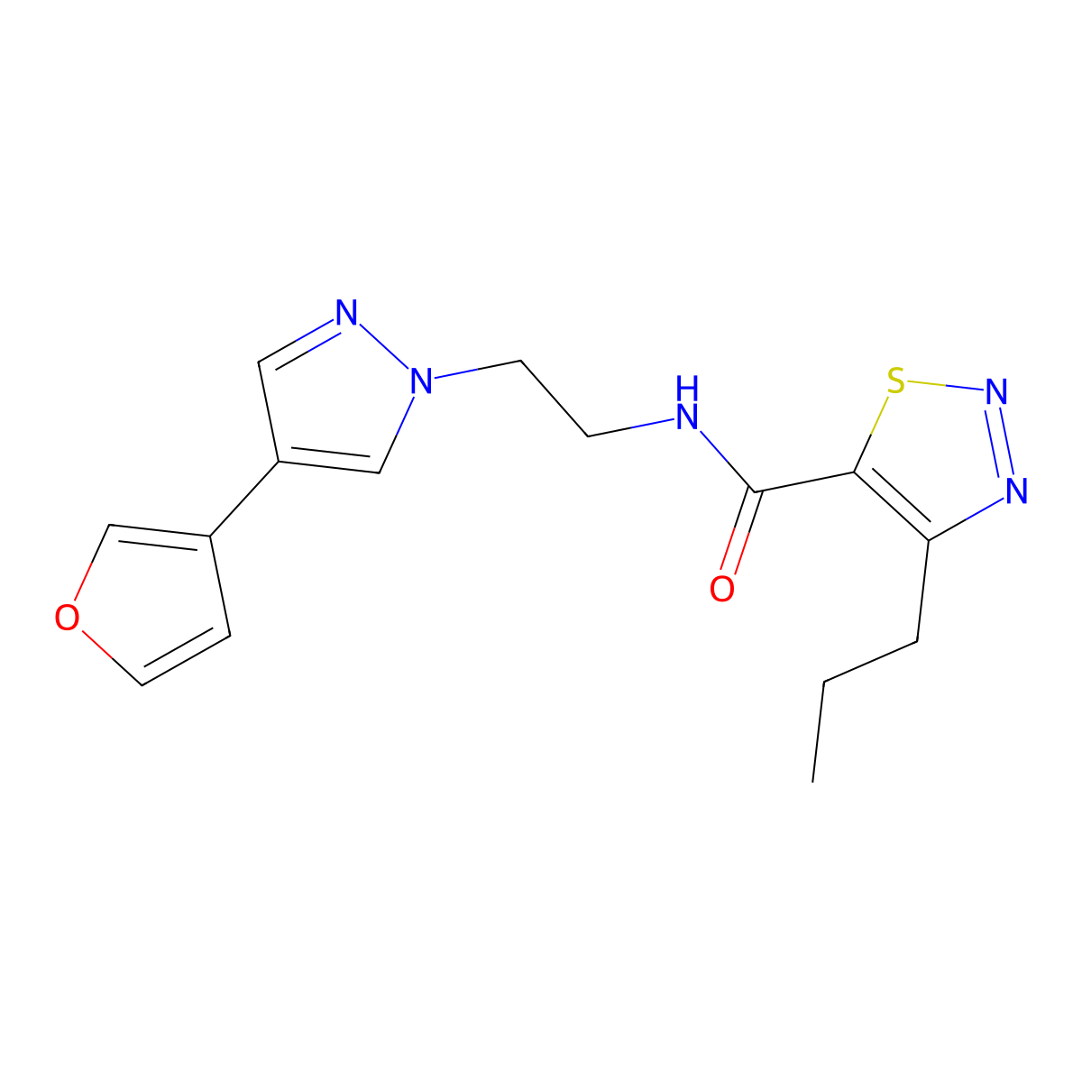 N-(2-(4-(furan-3-yl)-1H-pyrazol-1-yl)ethyl)-4-propyl-1,2,3-thiadiazole-5-carboxamide molecular structure, CAS 2034330-19-1