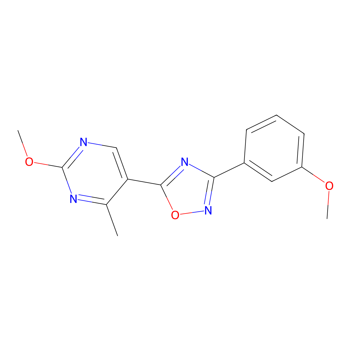 5-(2-Methoxy-4-methylpyrimidin-5-yl)-3-(3-methoxyphenyl)-1,2,4-oxadiazole molecular structure, CAS 2034330-20-4