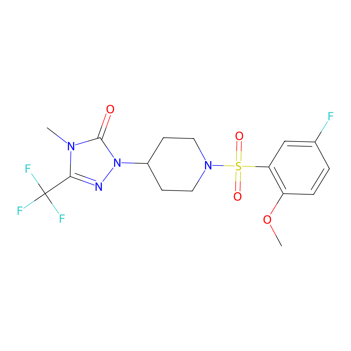 1-(1-((5-fluoro-2-methoxyphenyl)sulfonyl)piperidin-4-yl)-4-methyl-3-(trifluoromethyl)-1H-1,2,4-triazol-5(4H)-one molecular structure, CAS 2034330-26-0