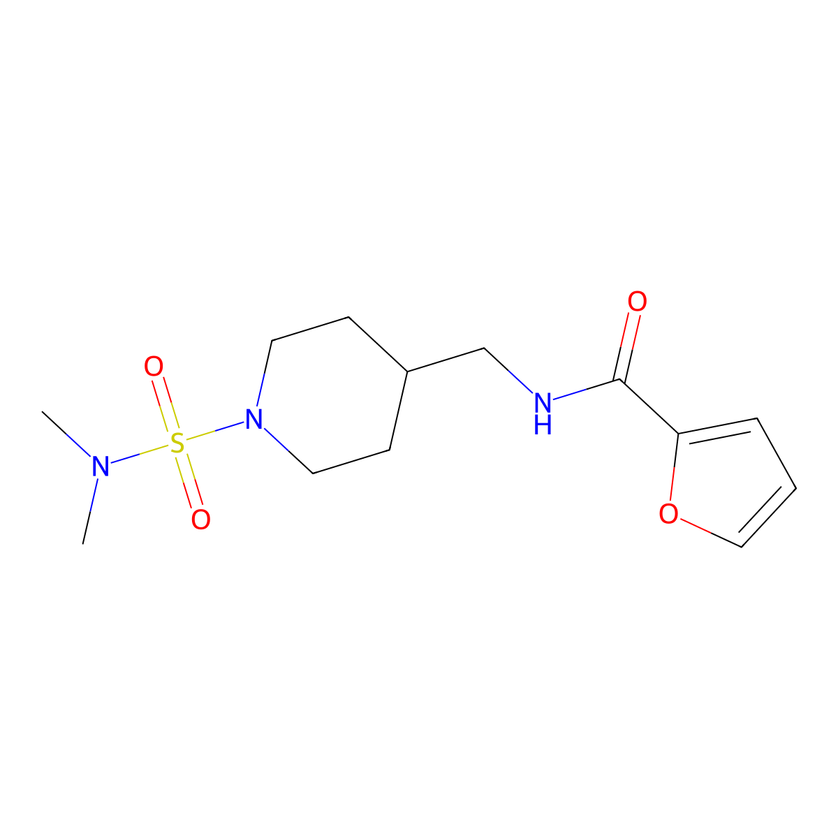 N-((1-(N,N-dimethylsulfamoyl)piperidin-4-yl)methyl)furan-2-carboxamide molecular structure, CAS 2034330-27-1