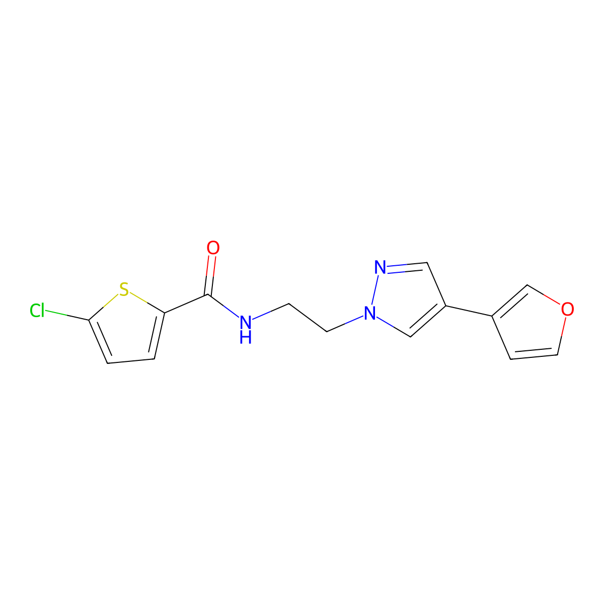 5-chloro-N-(2-(4-(furan-3-yl)-1H-pyrazol-1-yl)ethyl)thiophene-2-carboxamide molecular structure, CAS 2034330-29-3
