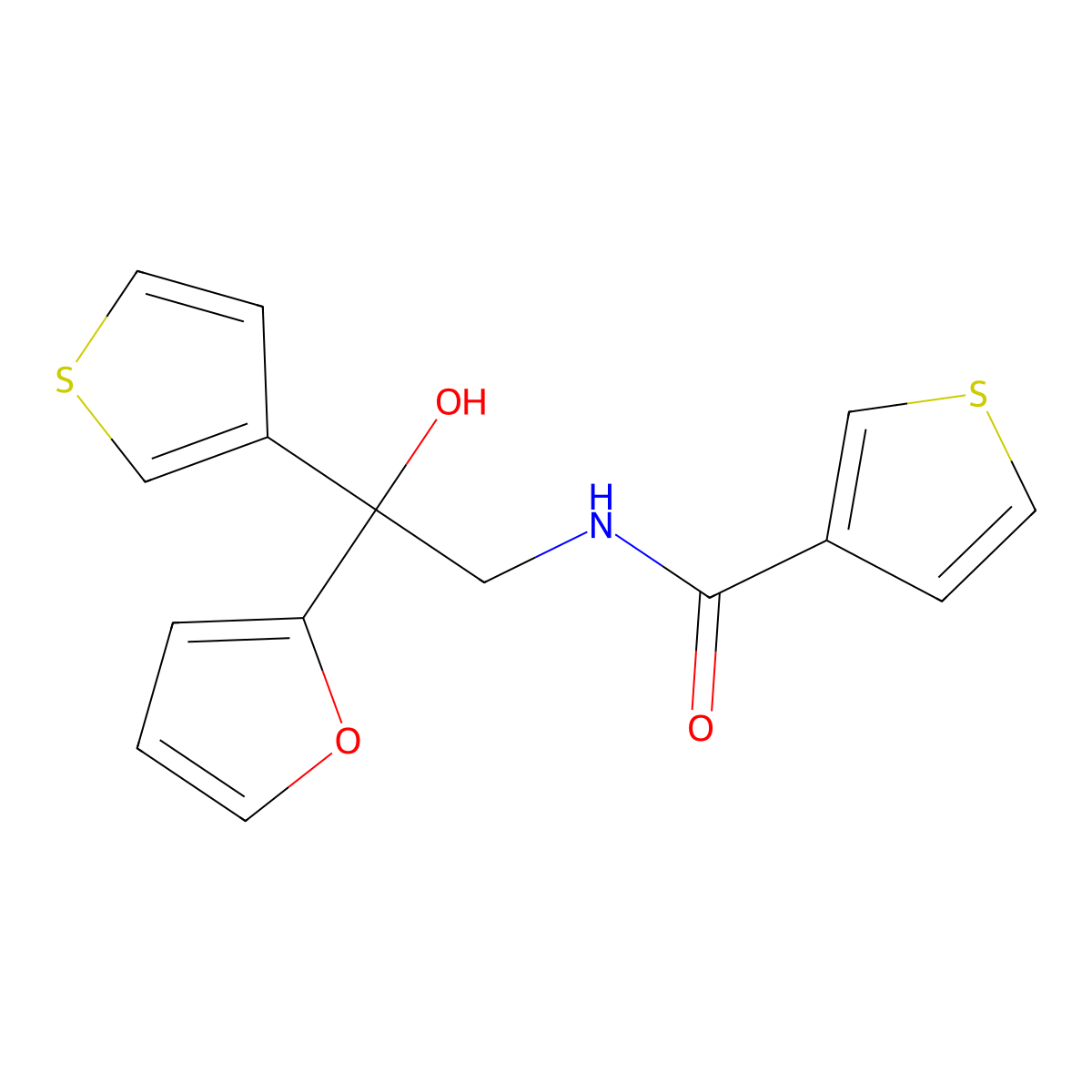 N-(2-(furan-2-yl)-2-hydroxy-2-(thiophen-3-yl)ethyl)thiophene-3-carboxamide molecular structure, CAS 2034330-30-6