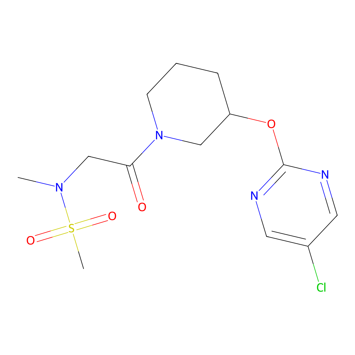 N-(2-{3-[(5-chloropyrimidin-2-yl)oxy]piperidin-1-yl}-2-oxoethyl)-N-methylmethanesulfonamide molecular structure, CAS 2034330-33-9