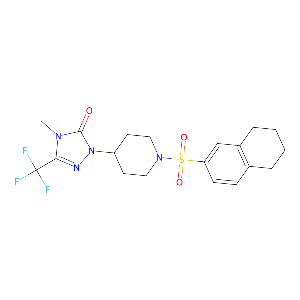 4-methyl-1-(1-((5,6,7,8-tetrahydronaphthalen-2-yl)sulfonyl)piperidin-4-yl)-3-(trifluoromethyl)-1H-1,2,4-triazol-5(4H)-one molecular structure, CAS 2034330-35-1