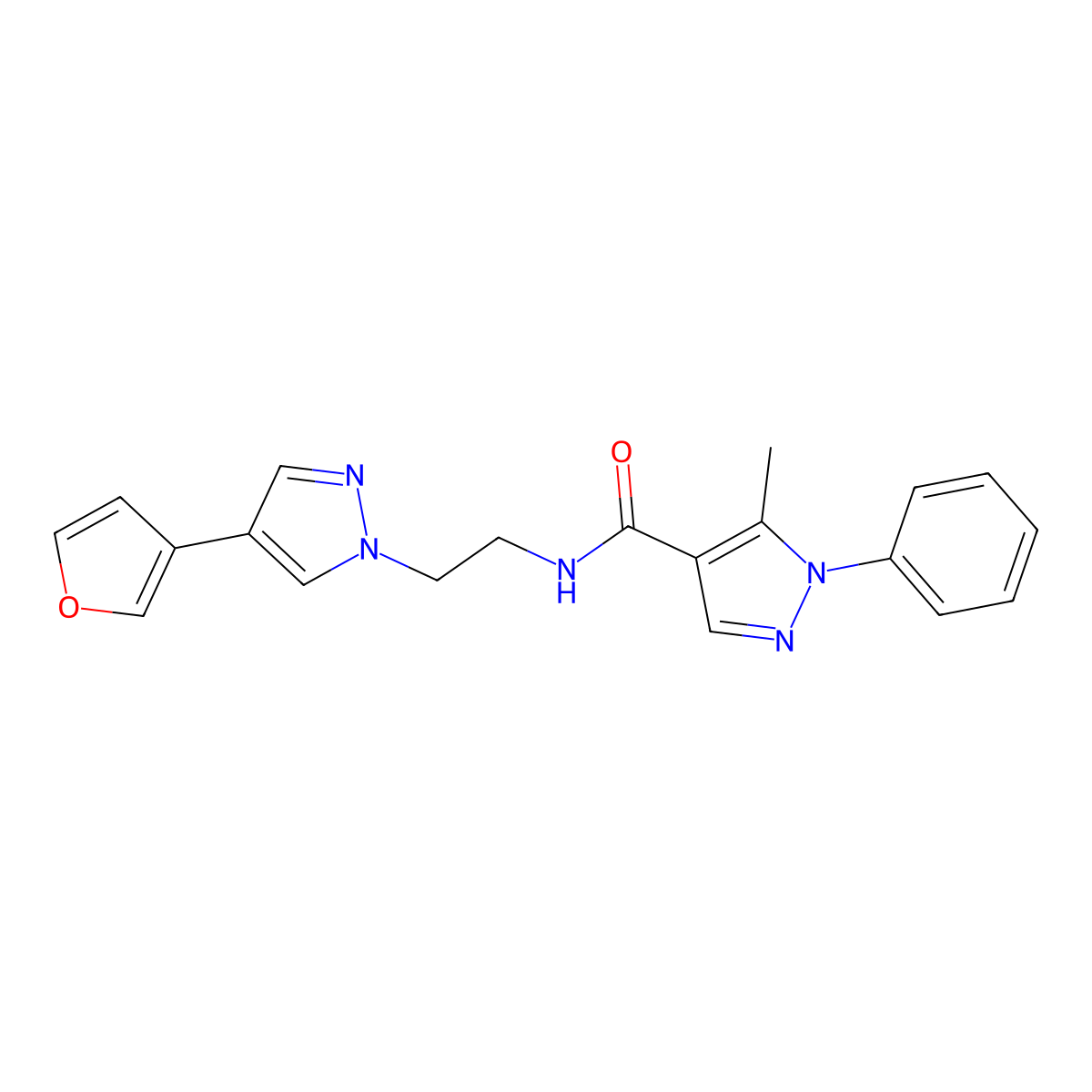 N-{2-[4-(furan-3-yl)-1H-pyrazol-1-yl]ethyl}-5-methyl-1-phenyl-1H-pyrazole-4-carboxamide molecular structure, CAS 2034330-41-9