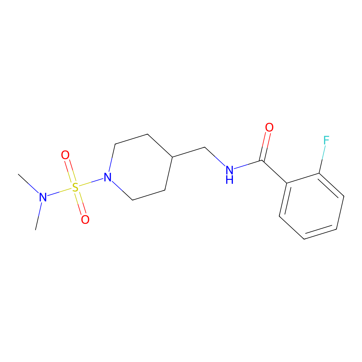 N-{[1-(dimethylsulfamoyl)piperidin-4-yl]methyl}-2-fluorobenzamide molecular structure, CAS 2034330-46-4