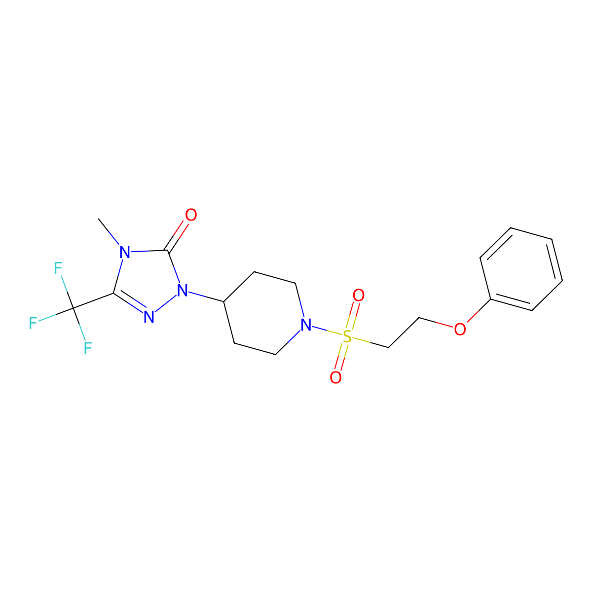 4-methyl-1-(1-((2-phenoxyethyl)sulfonyl)piperidin-4-yl)-3-(trifluoromethyl)-1H-1,2,4-triazol-5(4H)-one molecular structure, CAS 2034330-53-3