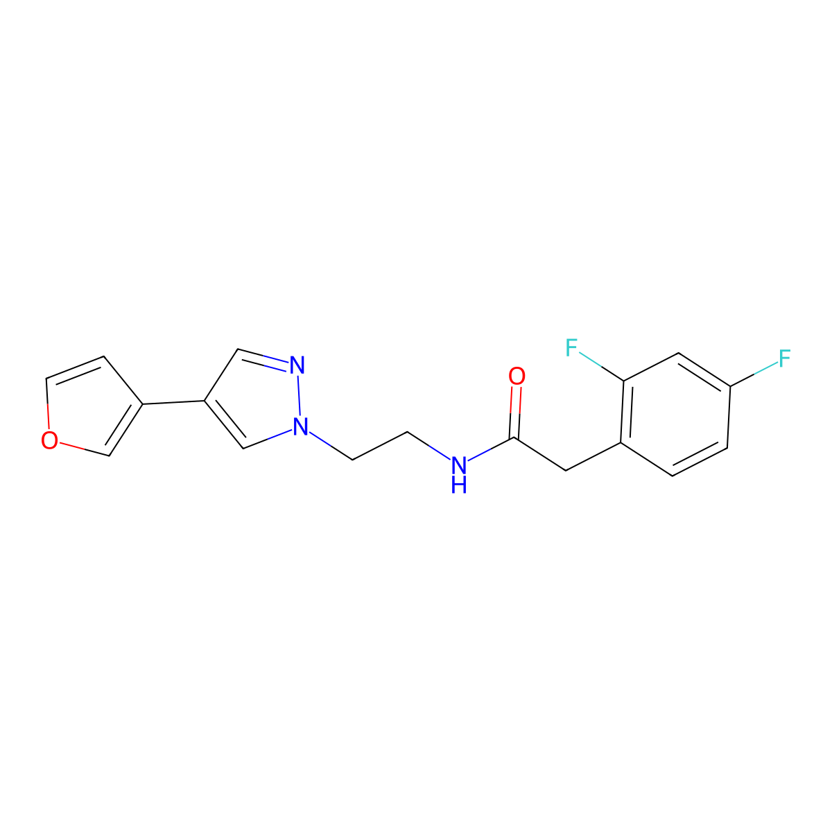2-(2,4-difluorophenyl)-N-{2-[4-(furan-3-yl)-1H-pyrazol-1-yl]ethyl}acetamide molecular structure, CAS 2034330-54-4