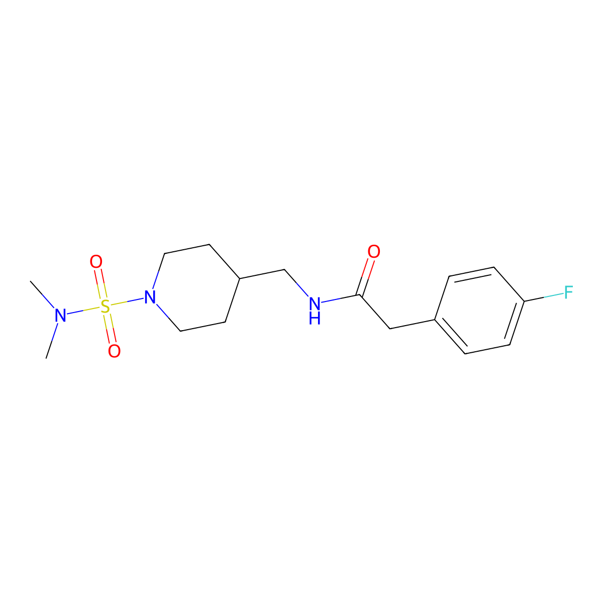 N-((1-(N,N-dimethylsulfamoyl)piperidin-4-yl)methyl)-2-(4-fluorophenyl)acetamide molecular structure, CAS 2034330-56-6