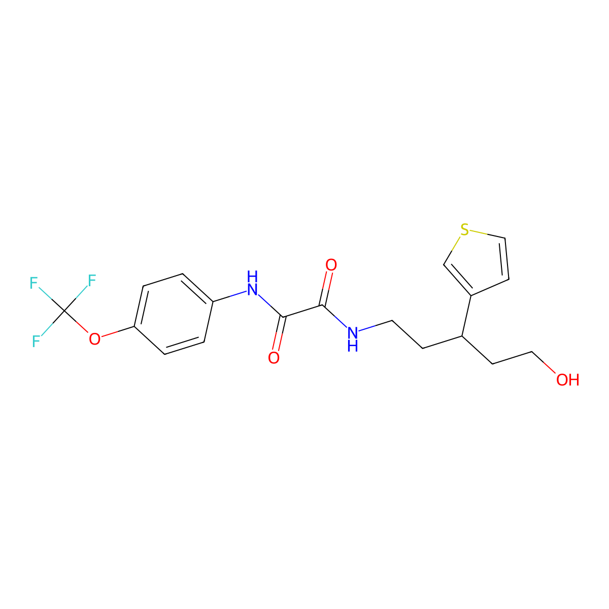 N1-(5-hydroxy-3-(thiophen-3-yl)pentyl)-N2-(4-(trifluoromethoxy)phenyl)oxalamide molecular structure, CAS 2034330-58-8