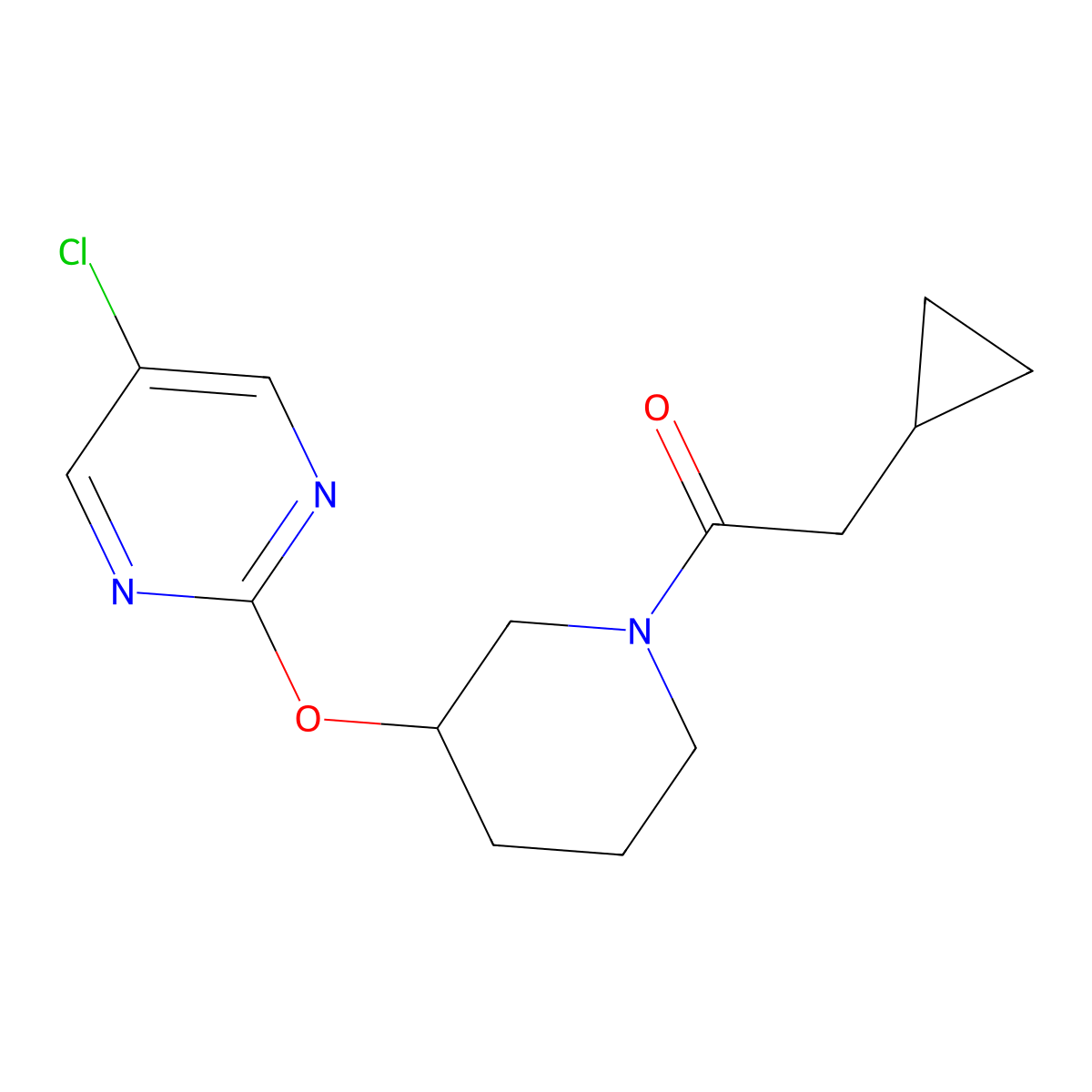 1-(3-((5-Chloropyrimidin-2-yl)oxy)piperidin-1-yl)-2-cyclopropylethanone molecular structure, CAS 2034330-60-2