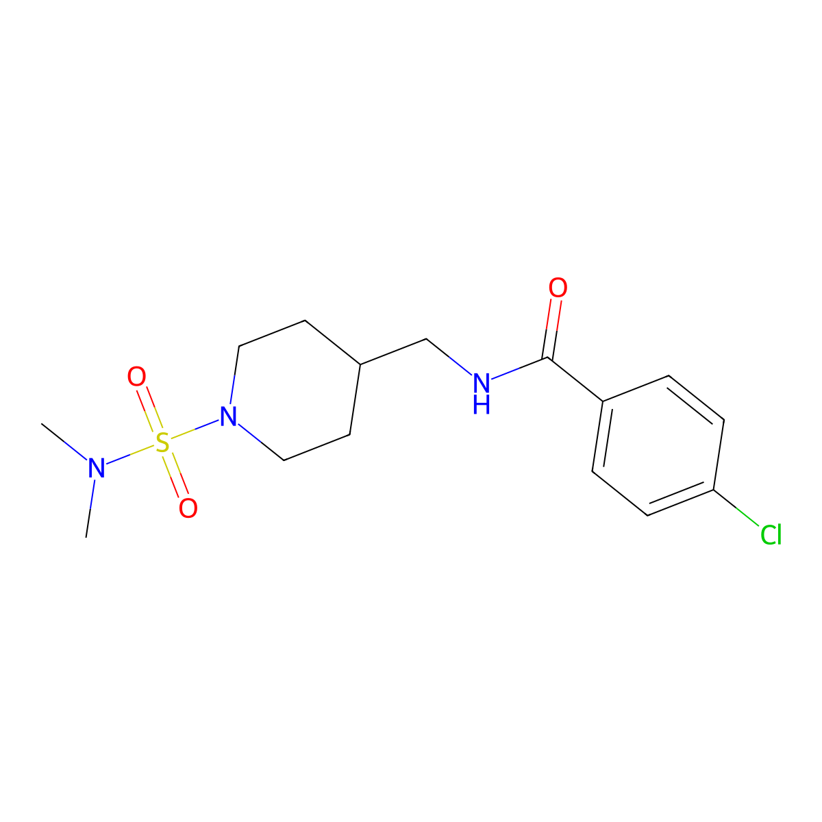 4-chloro-N-((1-(N,N-dimethylsulfamoyl)piperidin-4-yl)methyl)benzamide molecular structure, CAS 2034330-62-4