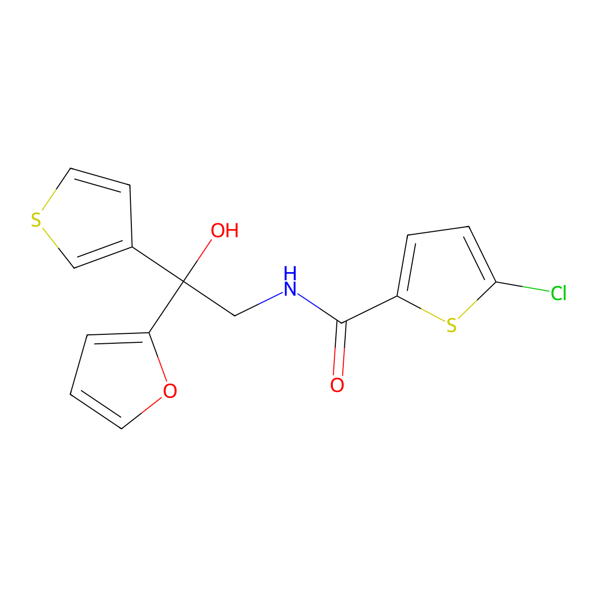 5-chloro-N-[2-(furan-2-yl)-2-hydroxy-2-(thiophen-3-yl)ethyl]thiophene-2-carboxamide molecular structure, CAS 2034330-63-5
