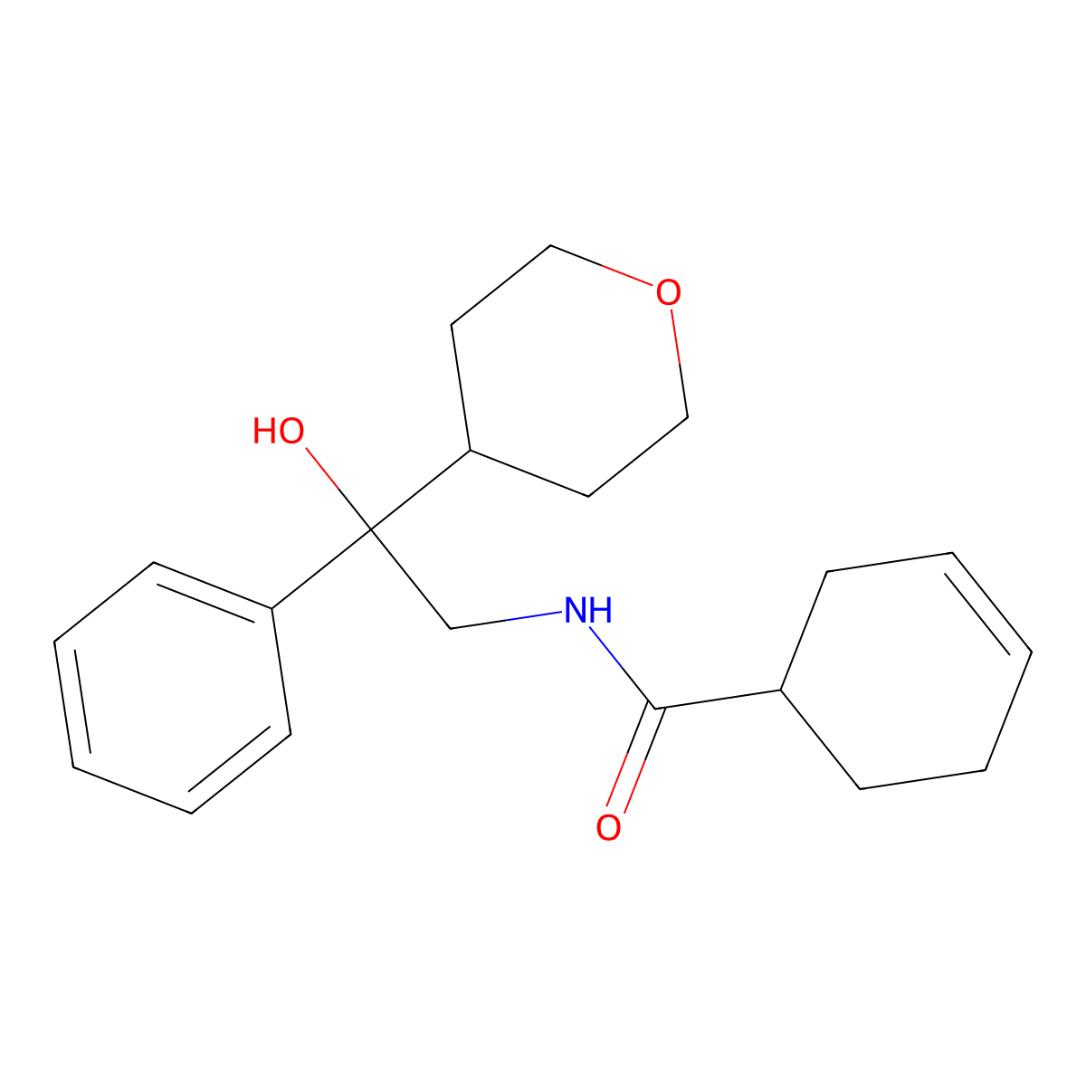 N-[2-hydroxy-2-(oxan-4-yl)-2-phenylethyl]cyclohex-3-ene-1-carboxamide molecular structure, CAS 2034330-64-6