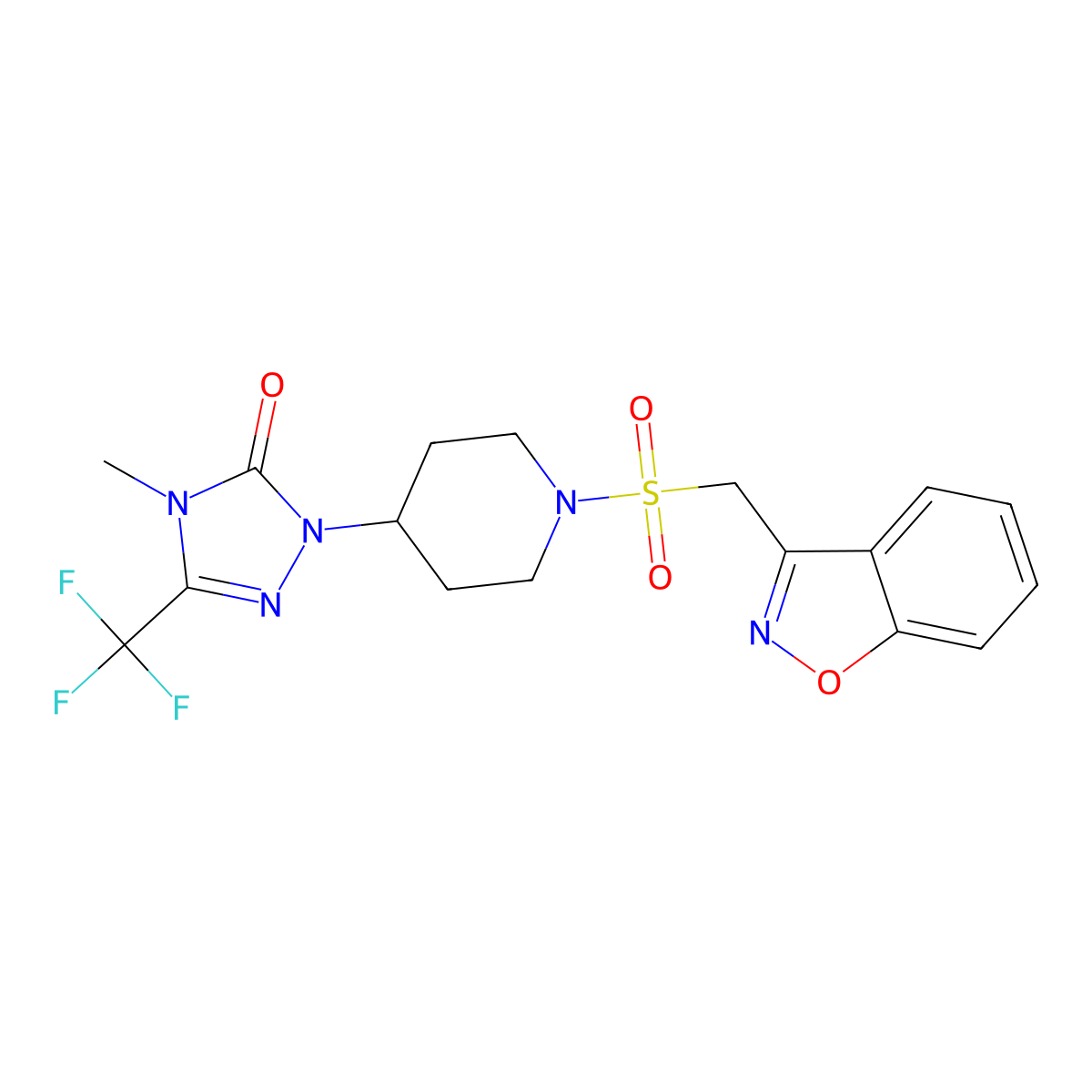1-(1-((benzo[d]isoxazol-3-ylmethyl)sulfonyl)piperidin-4-yl)-4-methyl-3-(trifluoromethyl)-1H-1,2,4-triazol-5(4H)-one molecular structure, CAS 2034330-65-7