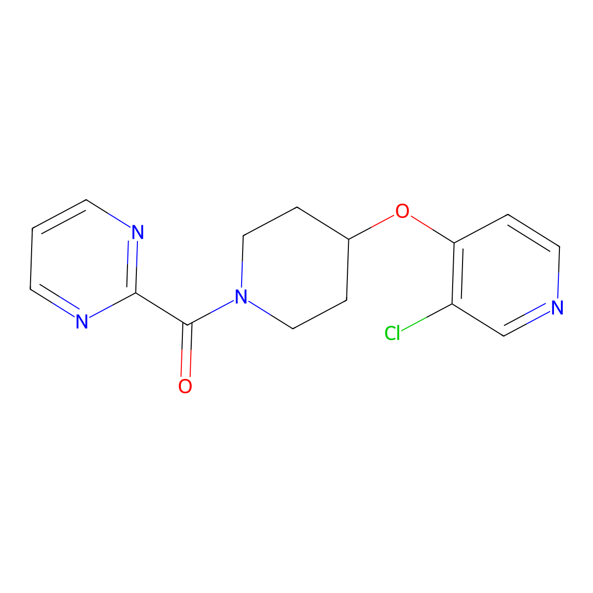 (4-((3-Chloropyridin-4-yl)oxy)piperidin-1-yl)(pyrimidin-2-yl)methanone molecular structure, CAS 2034330-69-1