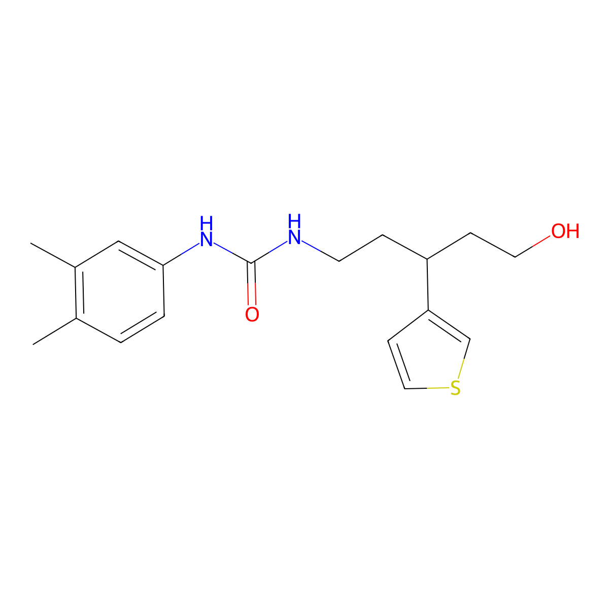1-(3,4-Dimethylphenyl)-3-(5-hydroxy-3-(thiophen-3-yl)pentyl)urea molecular structure, CAS 2034330-70-4