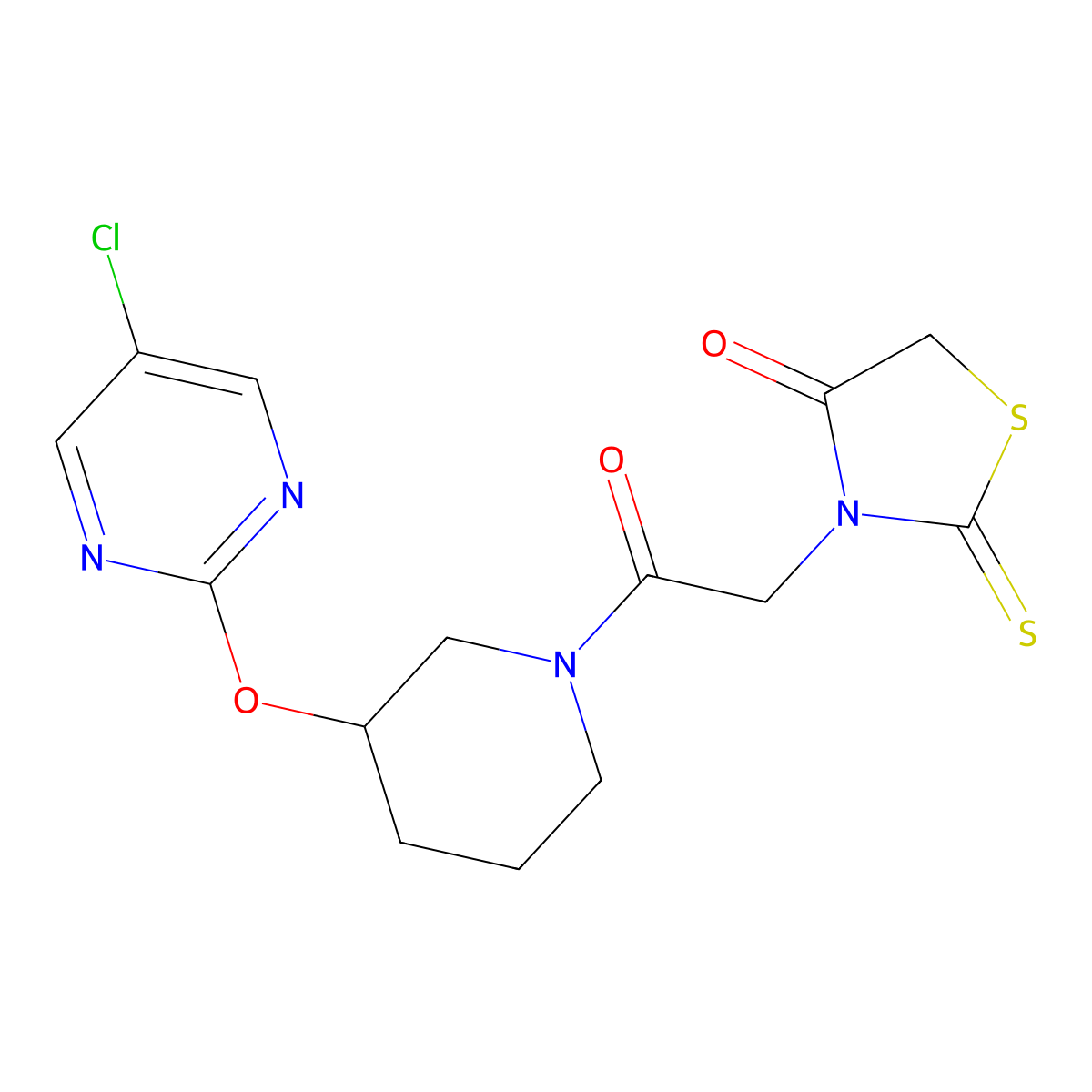 3-(2-(3-((5-Chloropyrimidin-2-yl)oxy)piperidin-1-yl)-2-oxoethyl)-2-thioxothiazolidin-4-one molecular structure, CAS 2034330-72-6