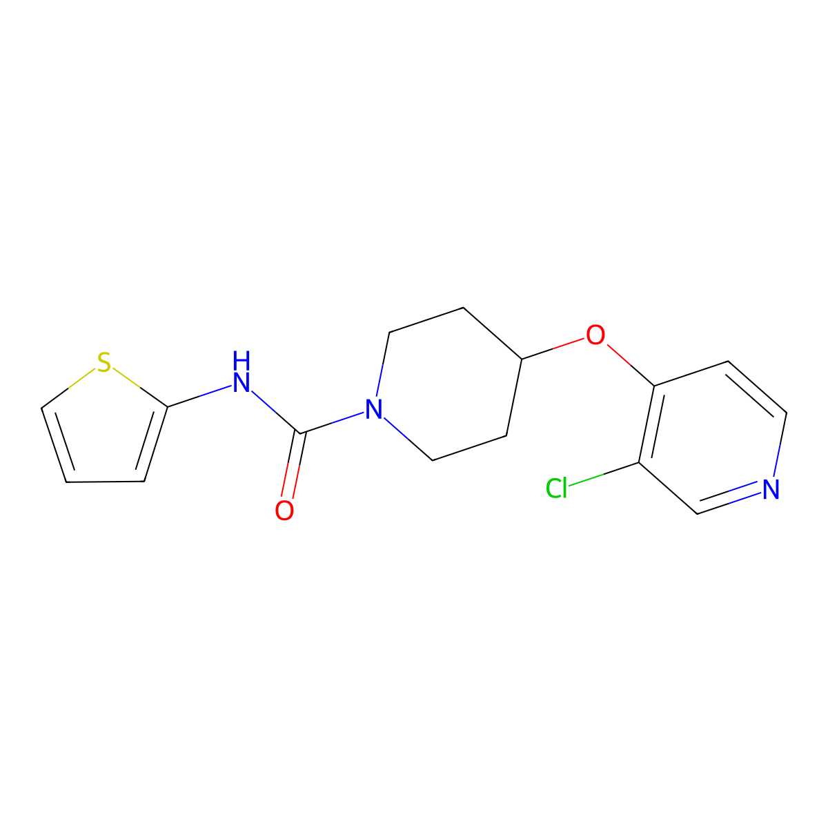 4-((3-chloropyridin-4-yl)oxy)-N-(thiophen-2-yl)piperidine-1-carboxamide molecular structure, CAS 2034330-77-1
