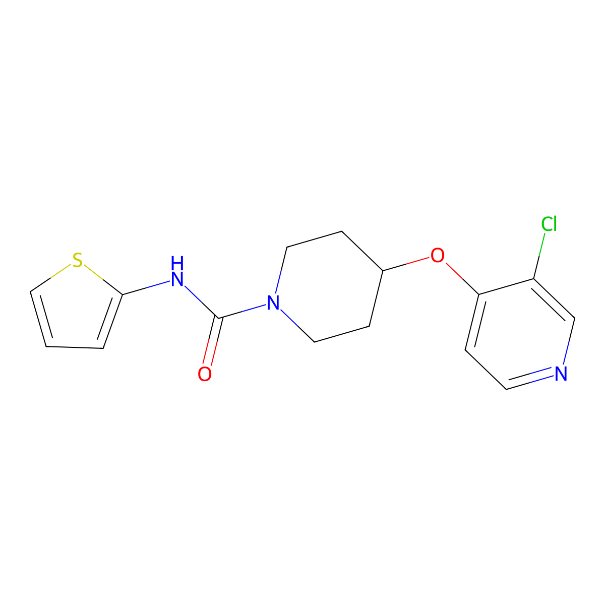 4-((3-chloropyridin-4-yl)oxy)-N-(thiophen-2-yl)piperidine-1-carboxamide molecular structure, CAS 2034330-77-1