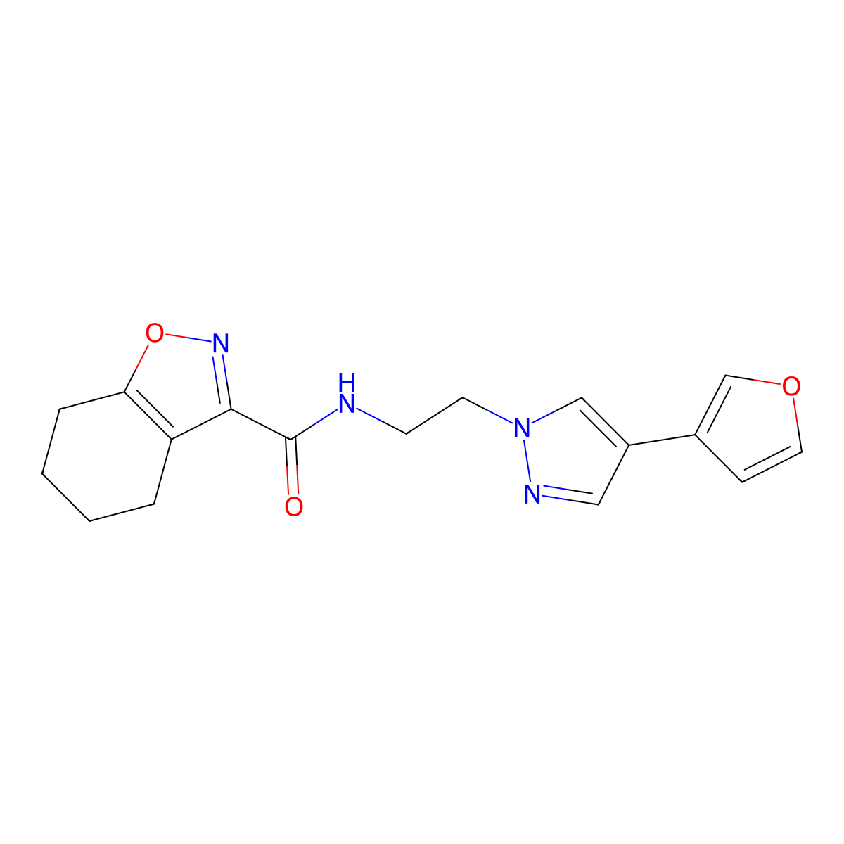 N-(2-(4-(furan-3-yl)-1H-pyrazol-1-yl)ethyl)-4,5,6,7-tetrahydrobenzo[d]isoxazole-3-carboxamide molecular structure, CAS 2034330-80-6
