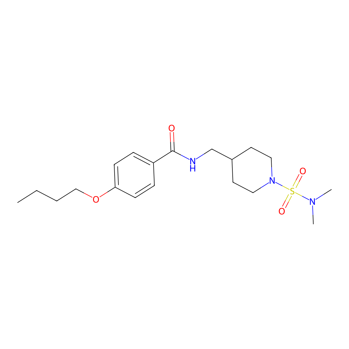 4-butoxy-N-((1-(N,N-dimethylsulfamoyl)piperidin-4-yl)methyl)benzamide molecular structure, CAS 2034330-81-7