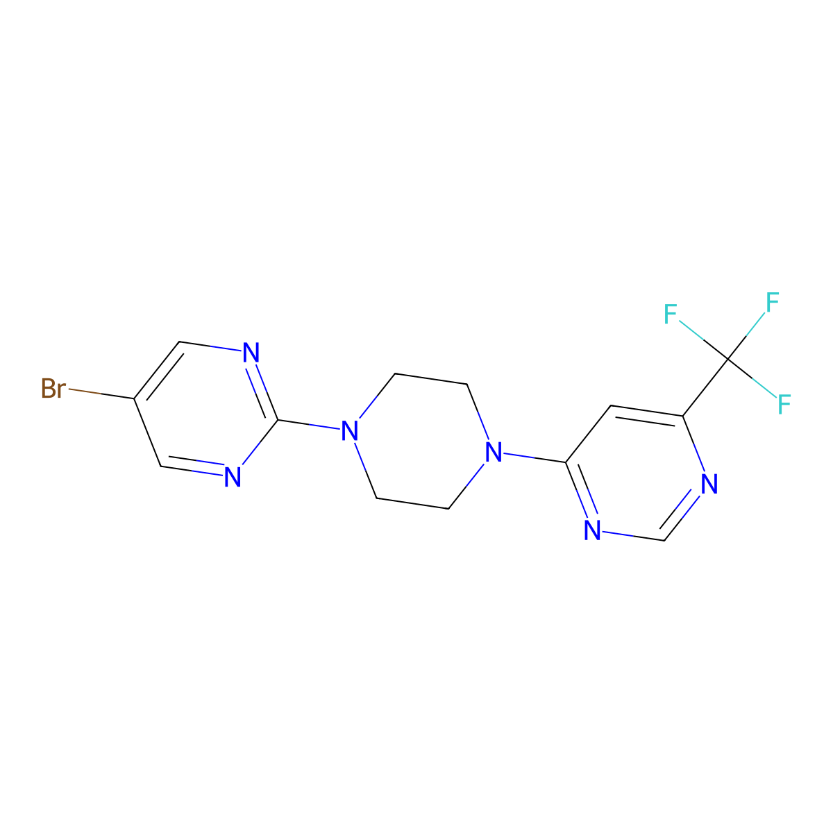 4-[4-(5-Bromopyrimidin-2-yl)piperazin-1-yl]-6-(trifluoromethyl)pyrimidine molecular structure, CAS 2034330-83-9