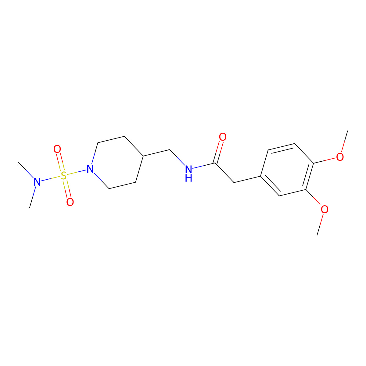 2-(3,4-dimethoxyphenyl)-N-((1-(N,N-dimethylsulfamoyl)piperidin-4-yl)methyl)acetamide molecular structure, CAS 2034330-87-3