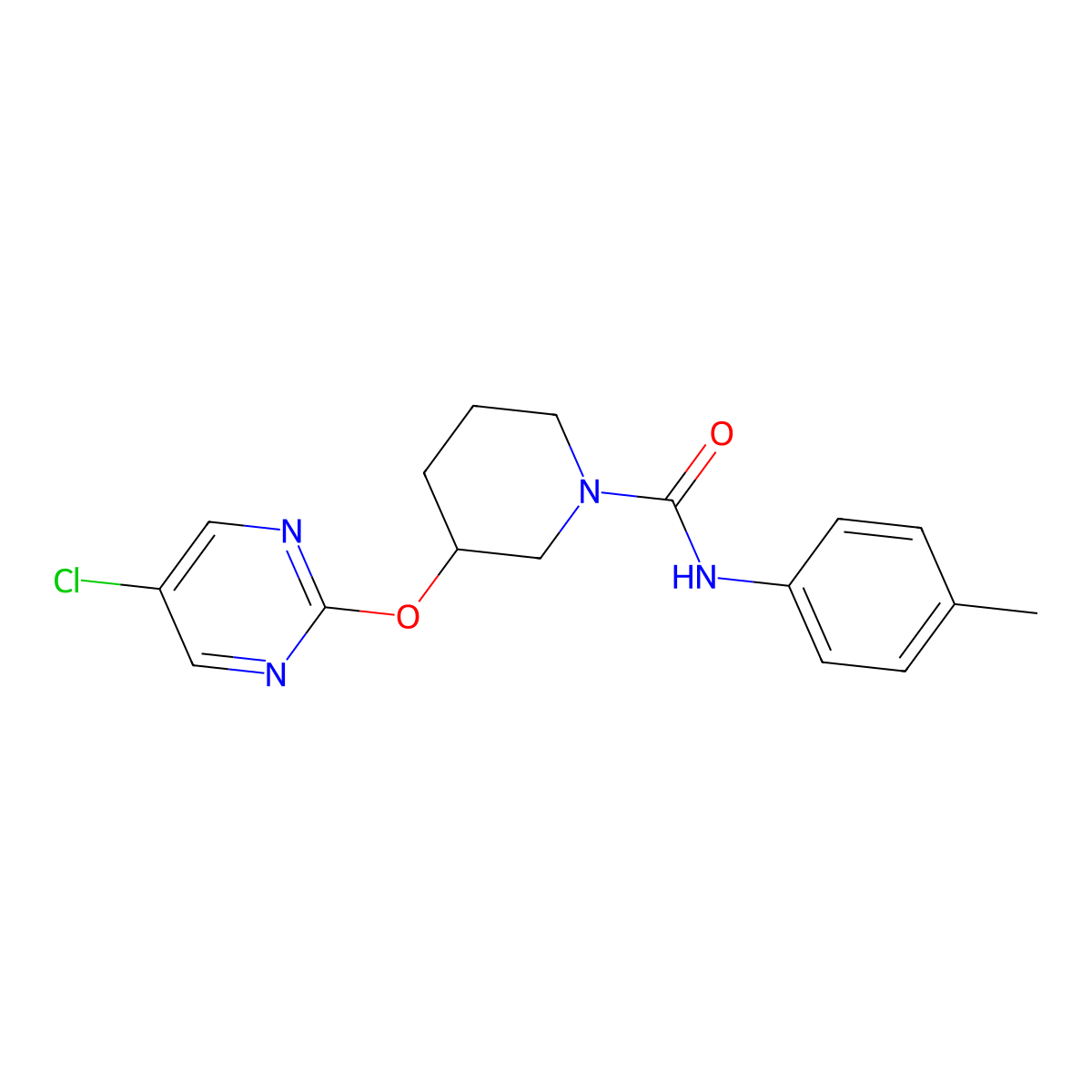 3-((5-chloropyrimidin-2-yl)oxy)-N-(p-tolyl)piperidine-1-carboxamide molecular structure, CAS 2034330-91-9