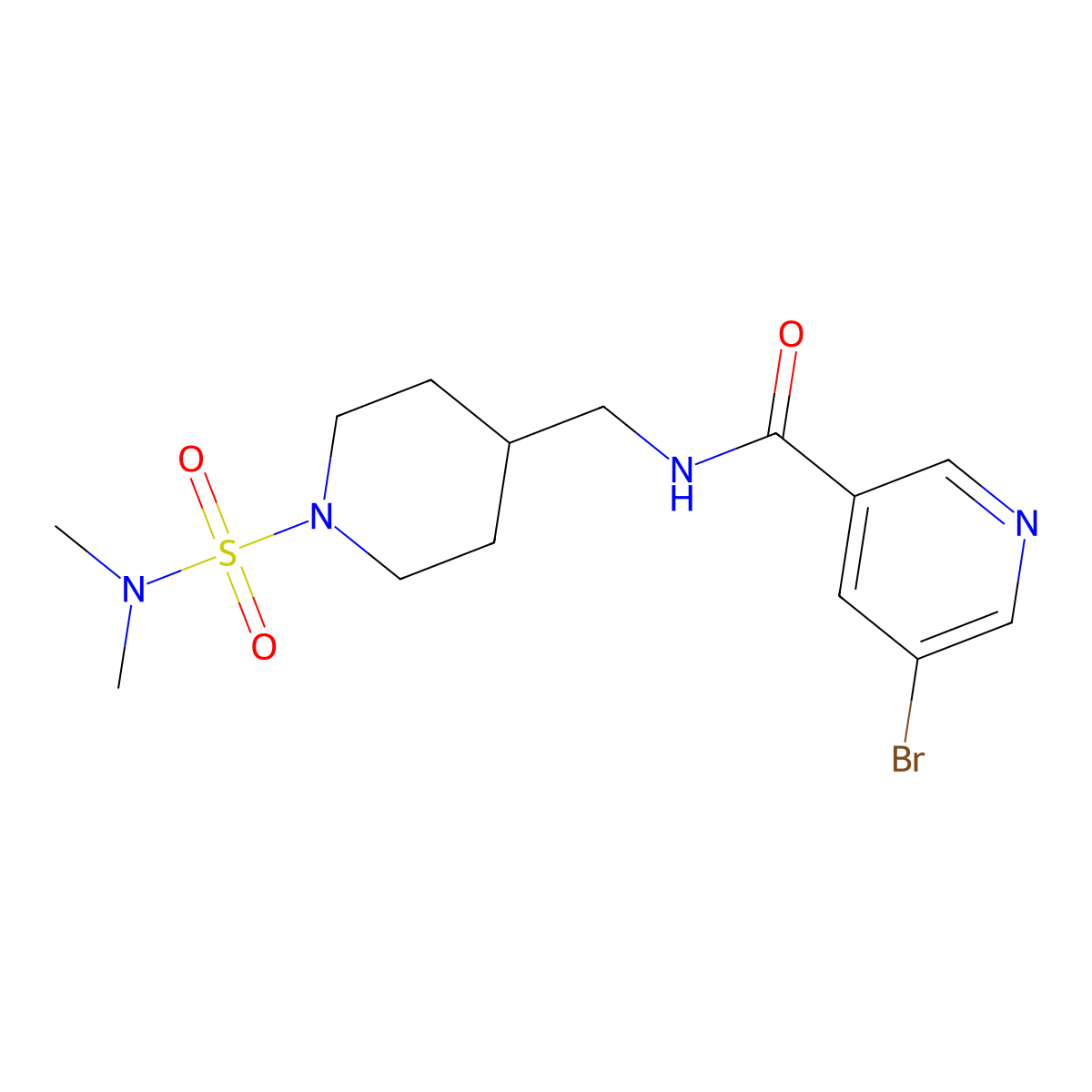5-bromo-N-((1-(N,N-dimethylsulfamoyl)piperidin-4-yl)methyl)nicotinamide molecular structure, CAS 2034330-96-4