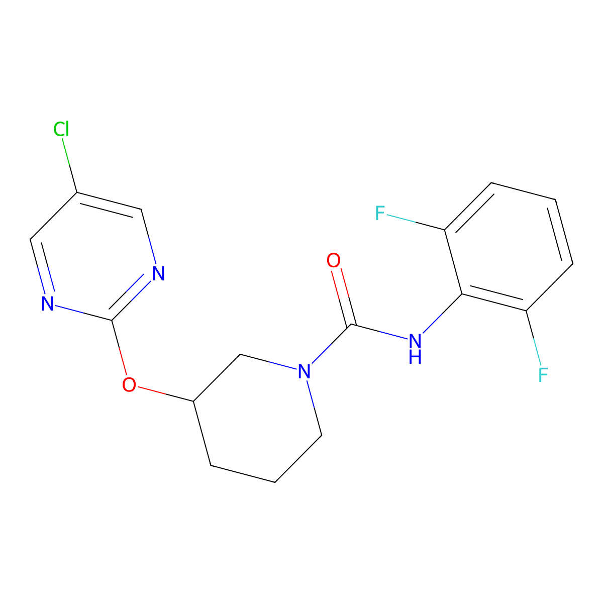 3-[(5-chloropyrimidin-2-yl)oxy]-N-(2,6-difluorophenyl)piperidine-1-carboxamide molecular structure, CAS 2034331-01-4