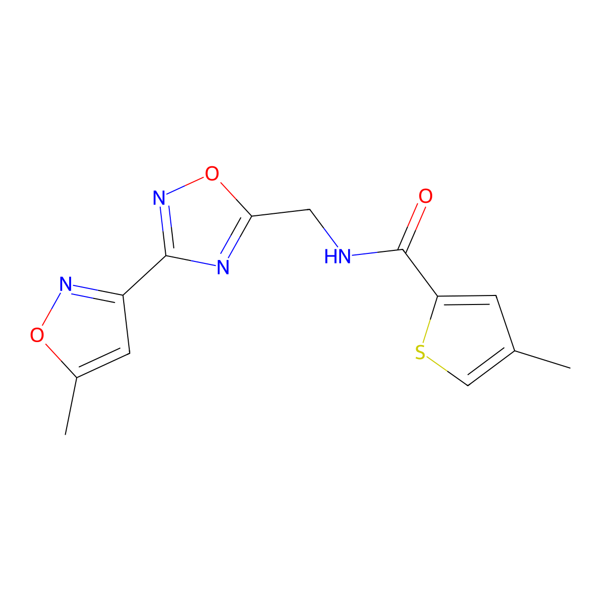 4-methyl-N-((3-(5-methylisoxazol-3-yl)-1,2,4-oxadiazol-5-yl)methyl)thiophene-2-carboxamide molecular structure, CAS 2034331-09-2
