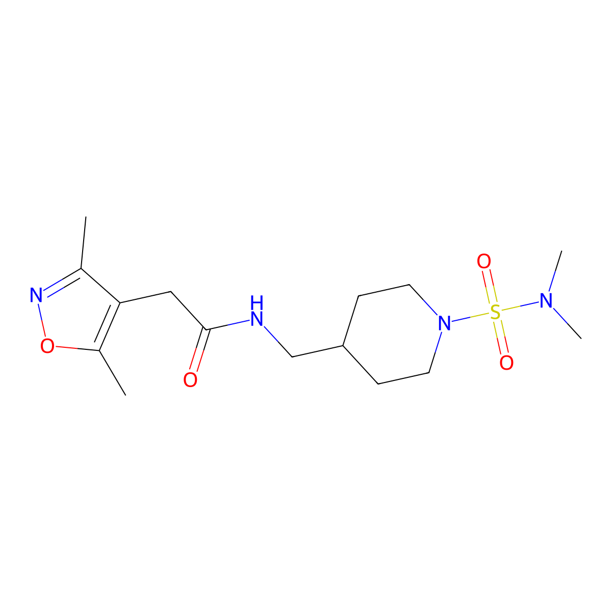 2-(3,5-dimethylisoxazol-4-yl)-N-((1-(N,N-dimethylsulfamoyl)piperidin-4-yl)methyl)acetamide molecular structure, CAS 2034331-10-5