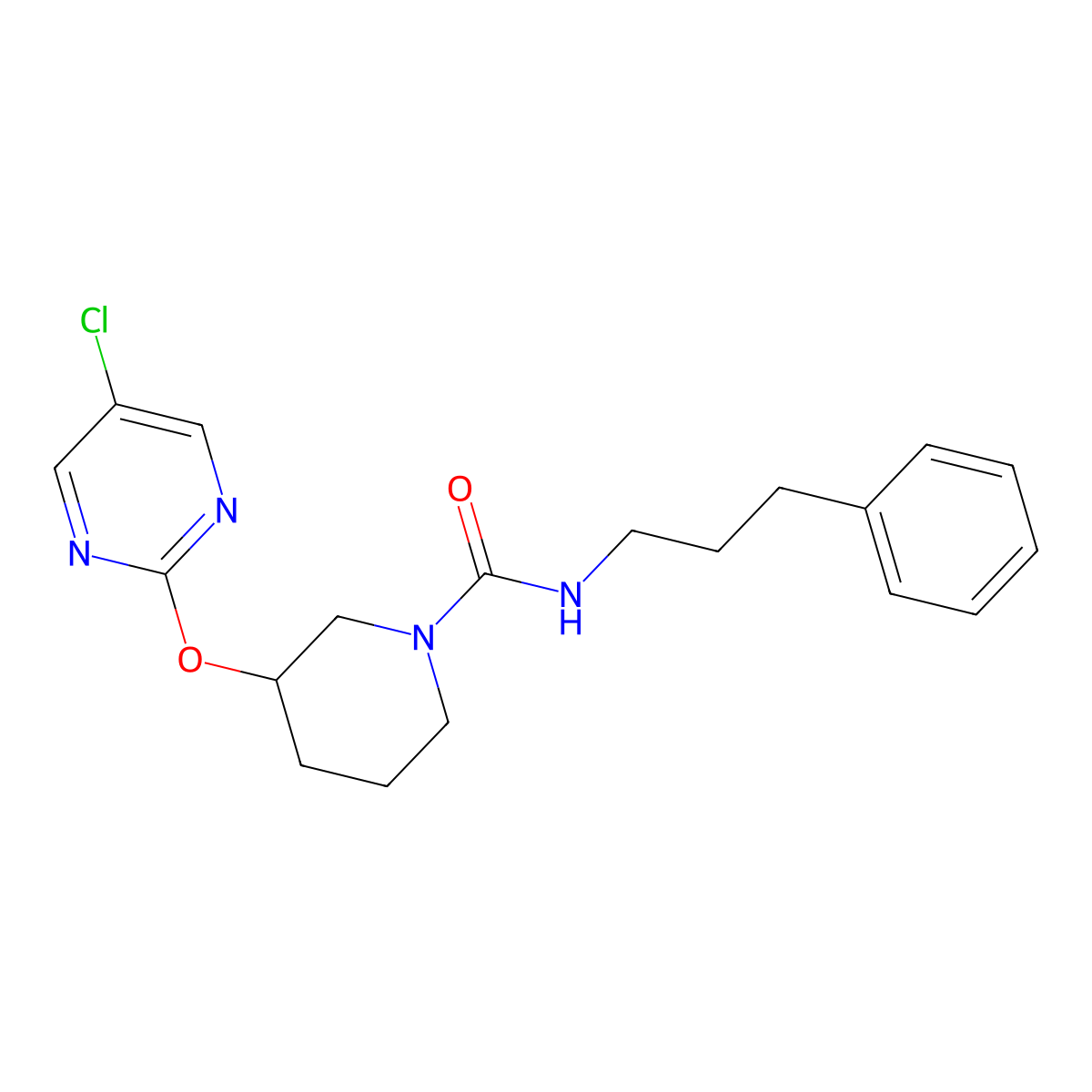3-[(5-chloropyrimidin-2-yl)oxy]-N-(3-phenylpropyl)piperidine-1-carboxamide molecular structure, CAS 2034331-11-6