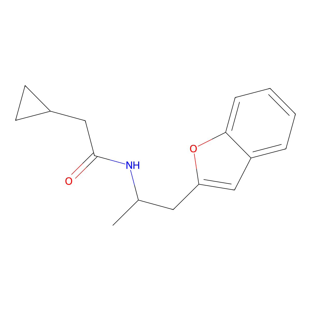 N-(1-(benzofuran-2-yl)propan-2-yl)-2-cyclopropylacetamide molecular structure, CAS 2034331-23-0