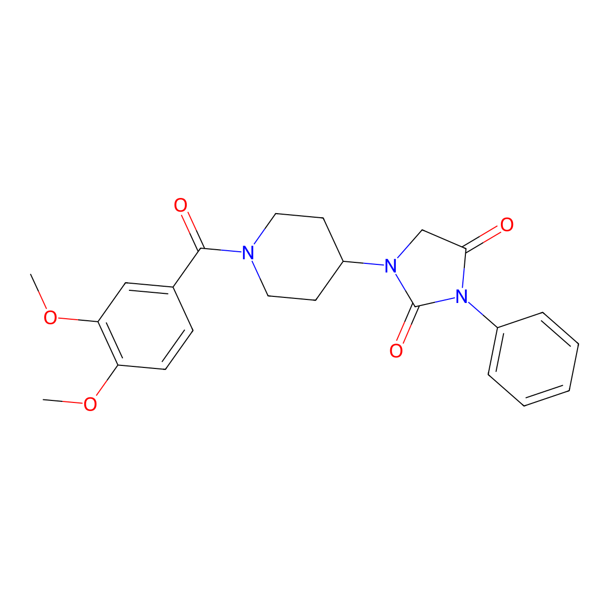 1-[1-(3,4-Dimethoxybenzoyl)piperidin-4-yl]-3-phenylimidazolidine-2,4-dione molecular structure, CAS 2034331-25-2