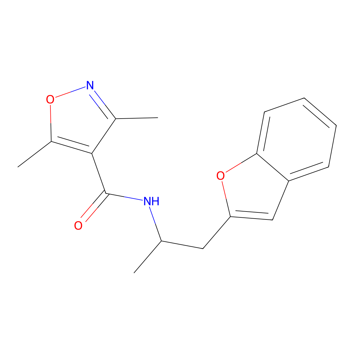 N-(1-(benzofuran-2-yl)propan-2-yl)-3,5-dimethylisoxazole-4-carboxamide molecular structure, CAS 2034331-33-2