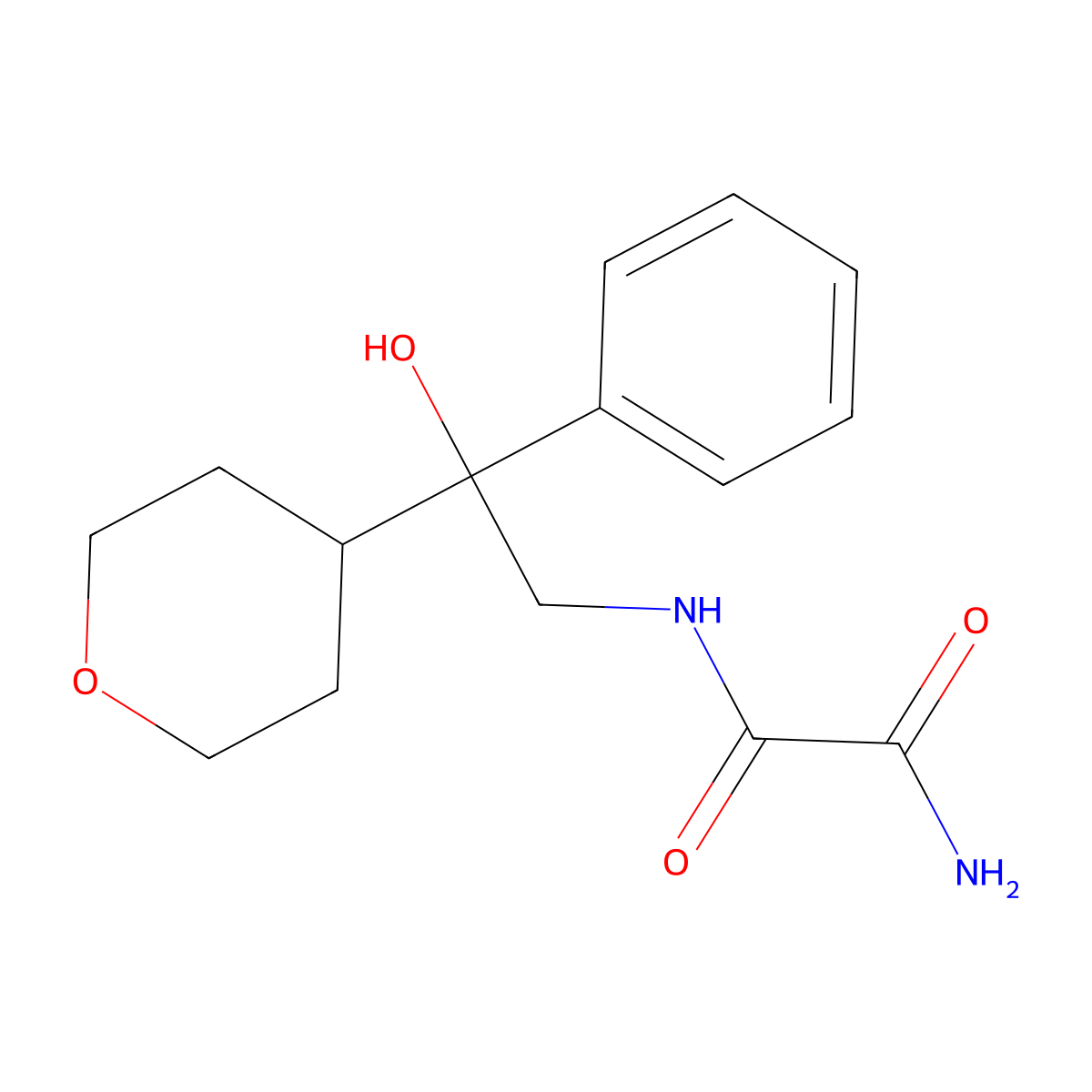 N1-(2-hydroxy-2-phenyl-2-(tetrahydro-2H-pyran-4-yl)ethyl)oxalamide molecular structure, CAS 2034331-37-6