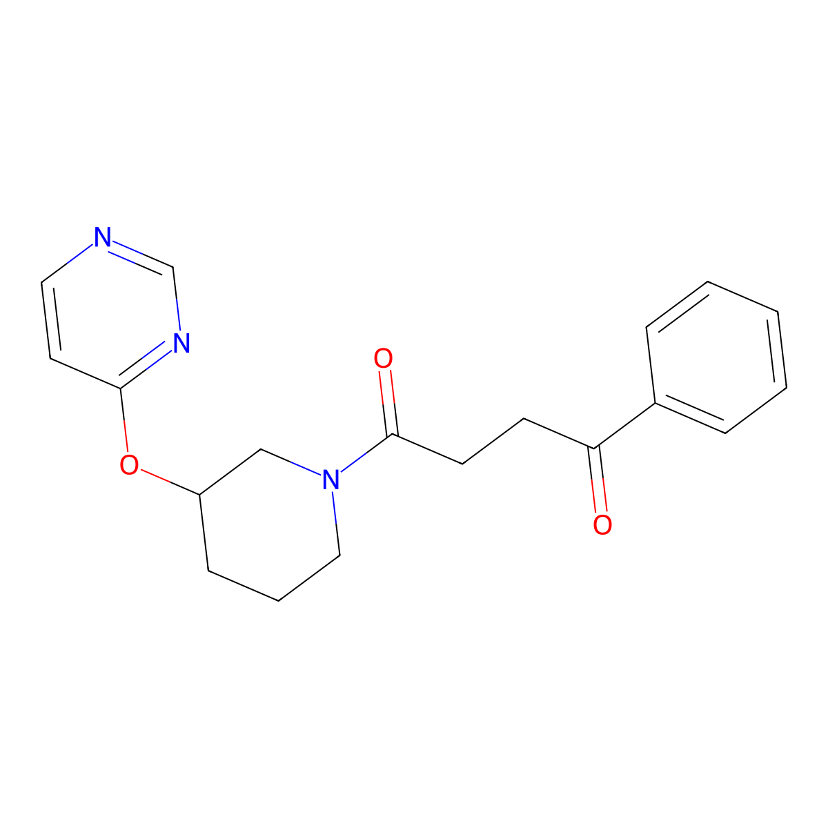 1-Phenyl-4-[3-(pyrimidin-4-yloxy)piperidin-1-yl]butane-1,4-dione molecular structure, CAS 2034331-41-2