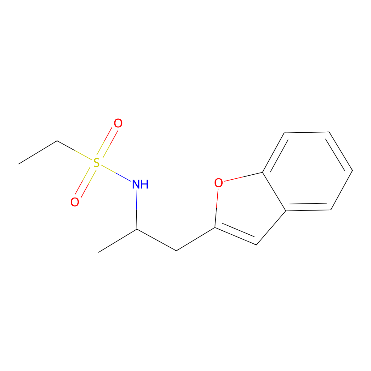 N-(1-(benzofuran-2-yl)propan-2-yl)ethanesulfonamide molecular structure, CAS 2034331-42-3