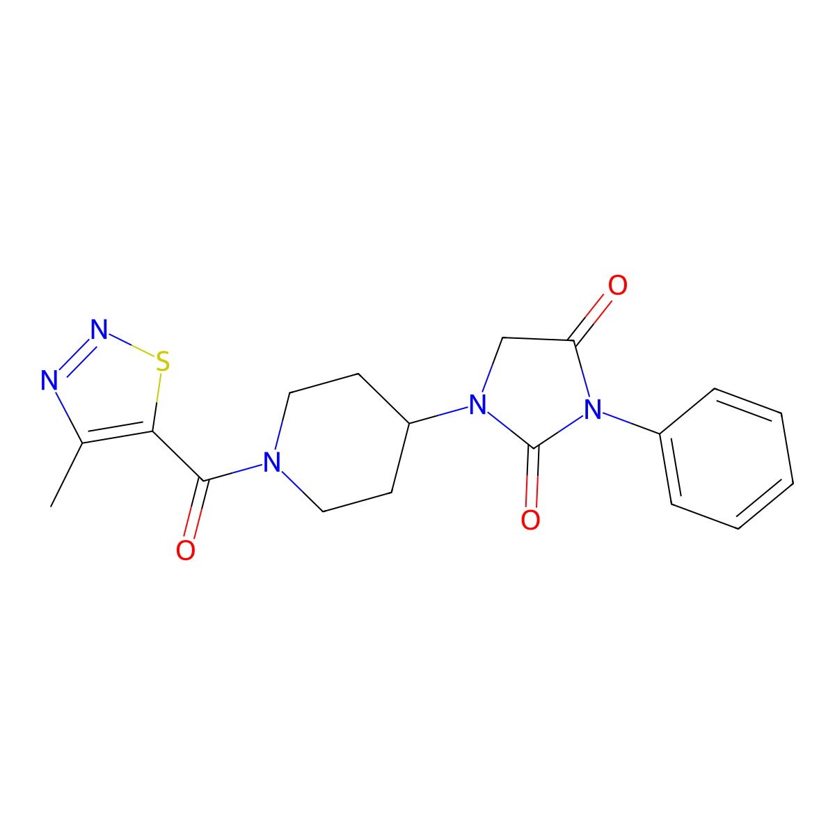 1-(1-(4-Methyl-1,2,3-thiadiazole-5-carbonyl)piperidin-4-yl)-3-phenylimidazolidine-2,4-dione molecular structure, CAS 2034331-43-4