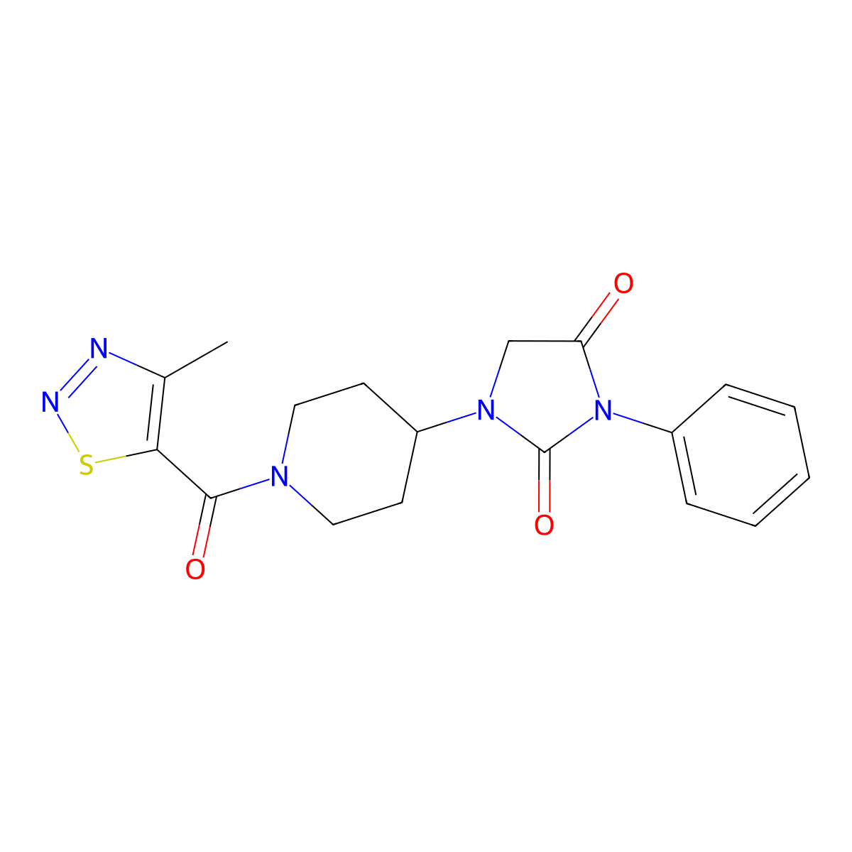 1-(1-(4-Methyl-1,2,3-thiadiazole-5-carbonyl)piperidin-4-yl)-3-phenylimidazolidine-2,4-dione molecular structure, CAS 2034331-43-4