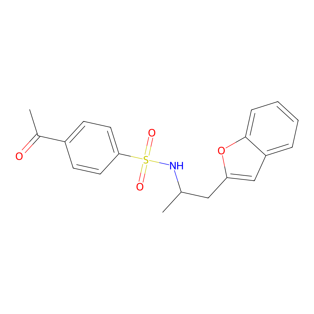4-acetyl-N-(1-(benzofuran-2-yl)propan-2-yl)benzenesulfonamide molecular structure, CAS 2034331-49-0