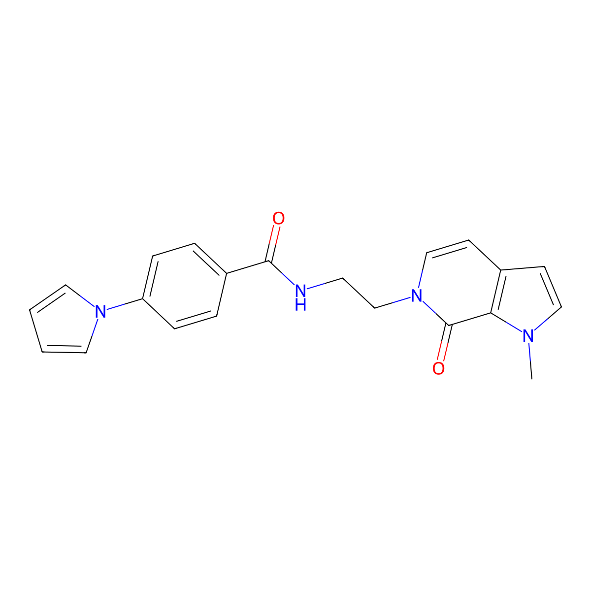 N-(2-(1-methyl-7-oxo-1H-pyrrolo[2,3-c]pyridin-6(7H)-yl)ethyl)-4-(1H-pyrrol-1-yl)benzamide molecular structure, CAS 2034331-54-7