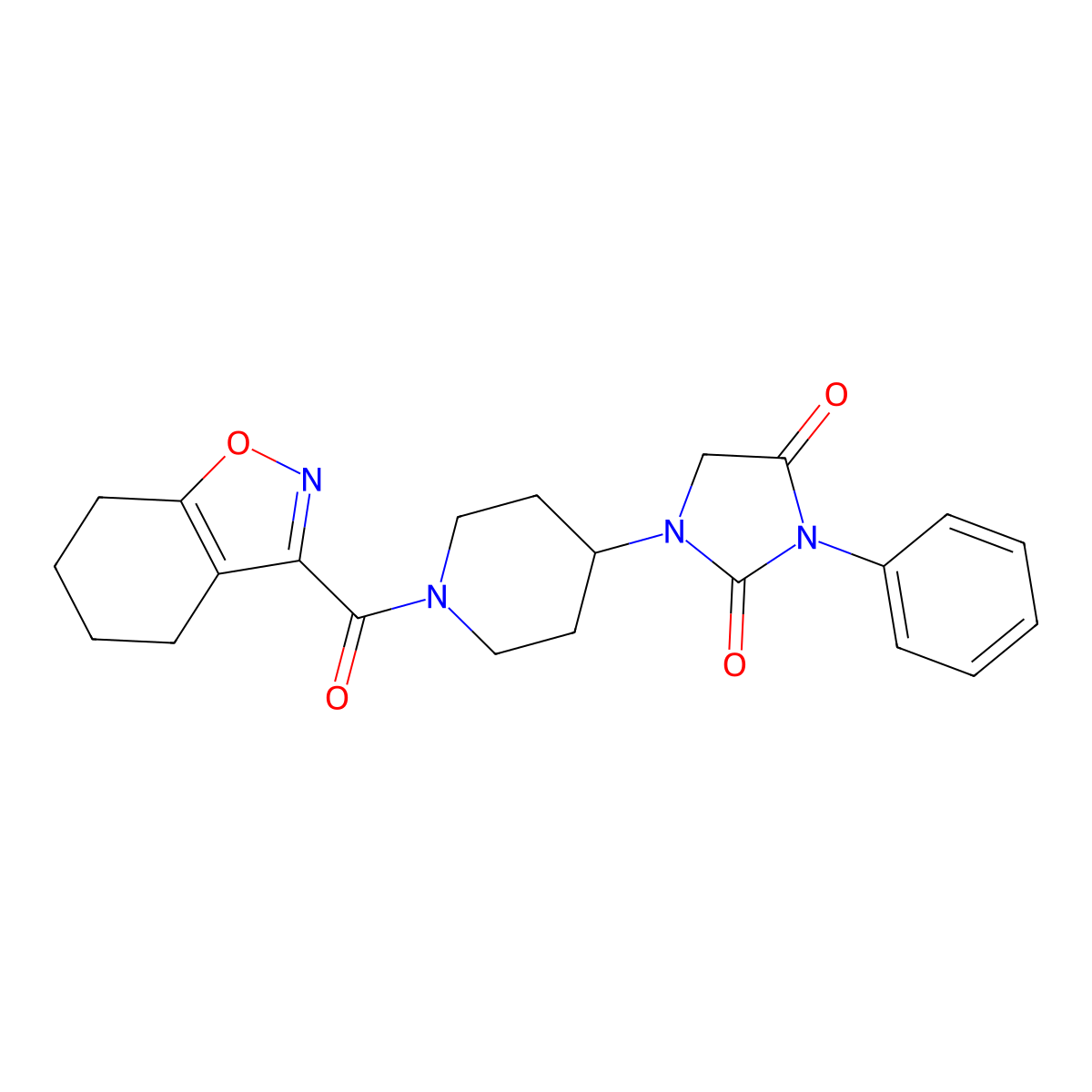 3-Phenyl-1-(1-(4,5,6,7-tetrahydrobenzo[d]isoxazole-3-carbonyl)piperidin-4-yl)imidazolidine-2,4-dione molecular structure, CAS 2034331-60-5